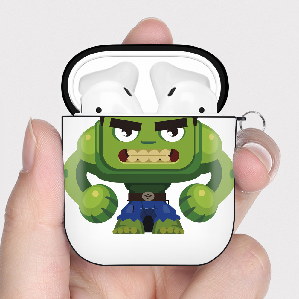 （画像用） アベンジャーズ The Avengers AirPods 第2世代保護ケース ハードシェル ブラック 耐衝撃・防指紋・カラビナ付き