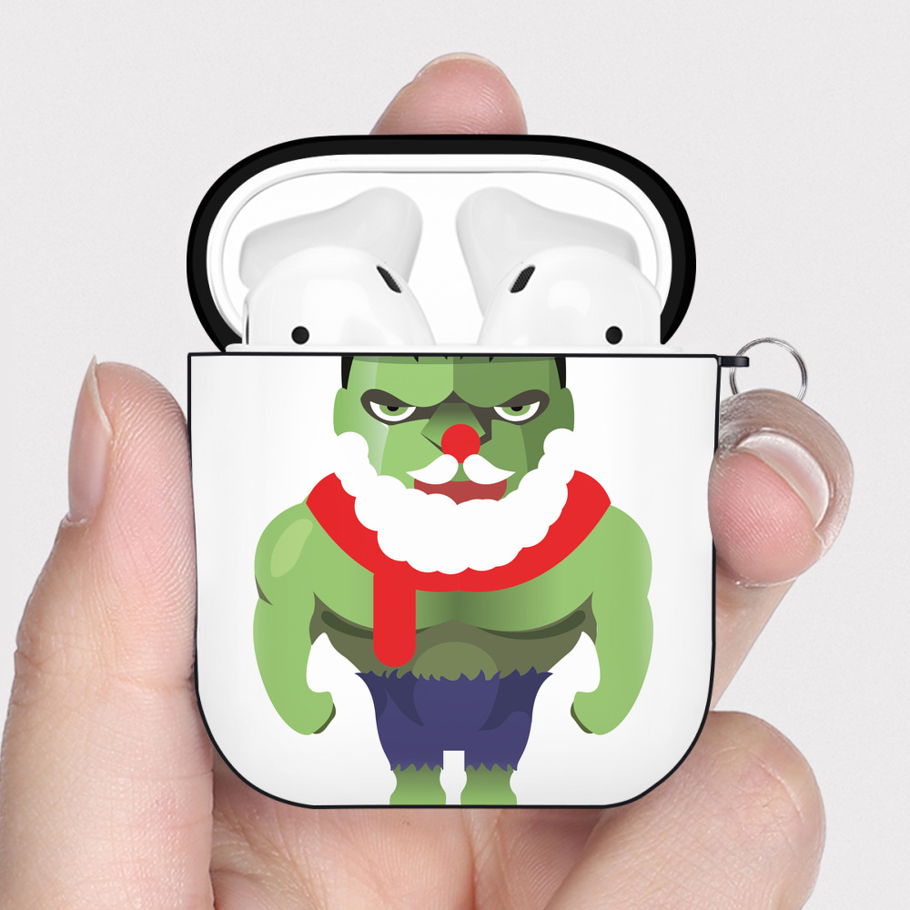 （画像用） アベンジャーズ The Avengers AirPods 第2世代保護ケース ハードシェル ブラック 耐衝撃・防指紋・カラビナ付き