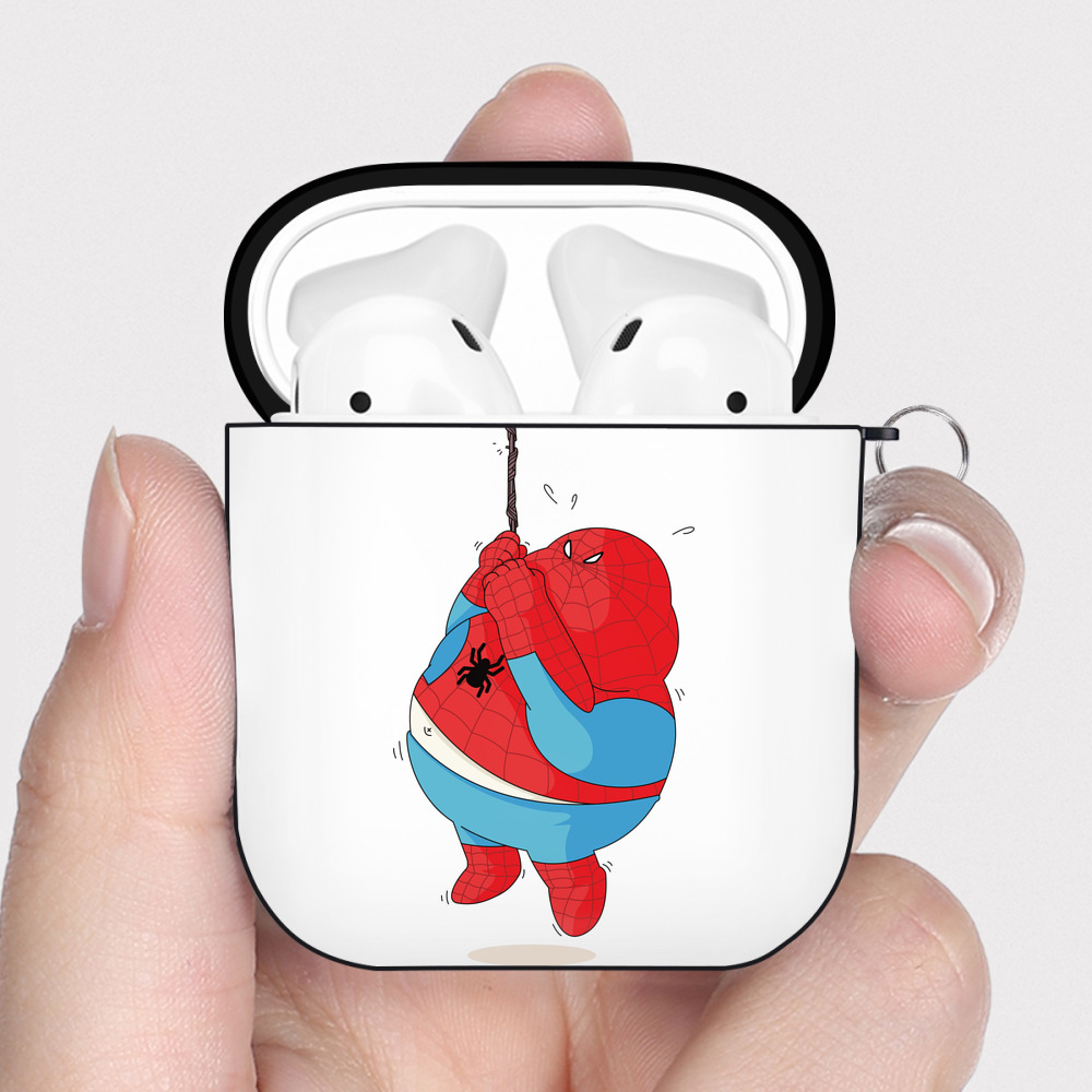 （画像用） アベンジャーズ The Avengers AirPods 第2世代保護ケース ハードシェル ブラック 耐衝撃・防指紋・カラビナ付き