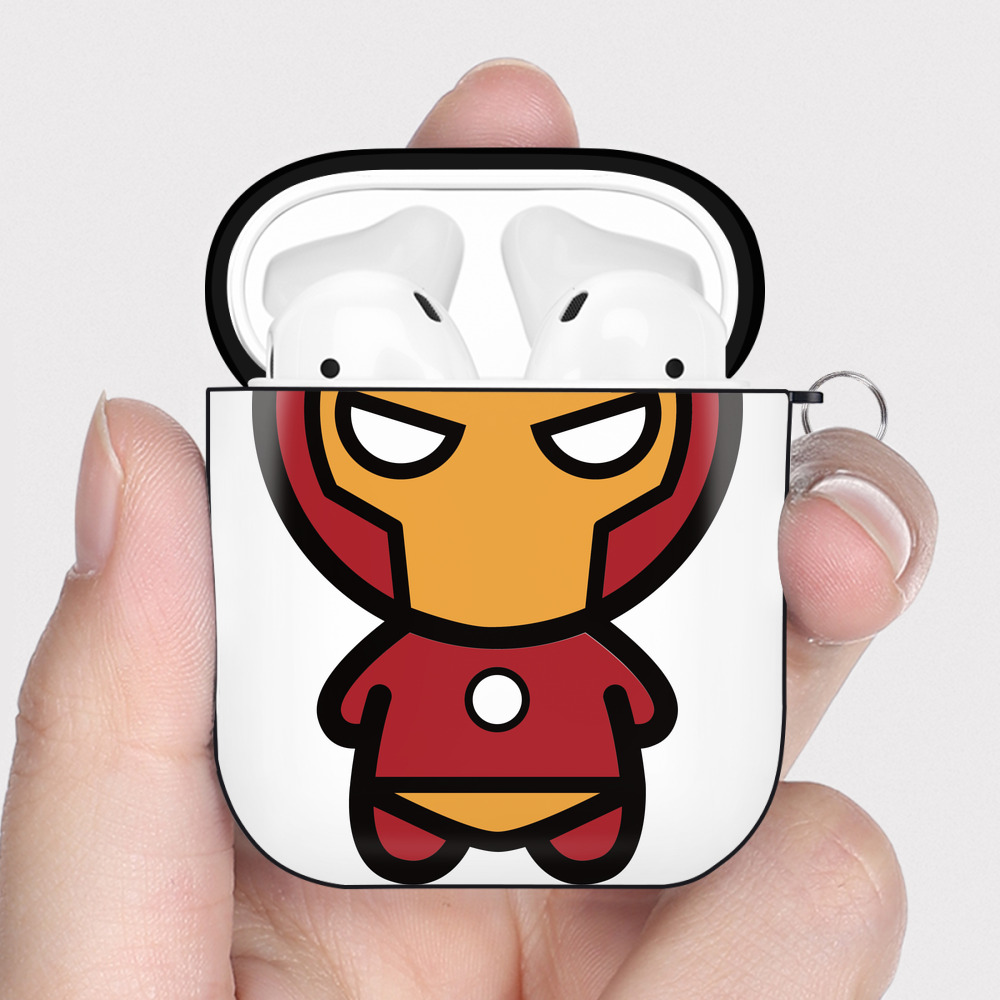 （画像用） アベンジャーズ The Avengers AirPods 第2世代保護ケース ハードシェル ブラック 耐衝撃・防指紋・カラビナ付き
