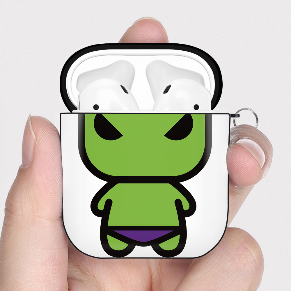 （画像用） アベンジャーズ The Avengers AirPods 第2世代保護ケース ハードシェル ブラック 耐衝撃・防指紋・カラビナ付き