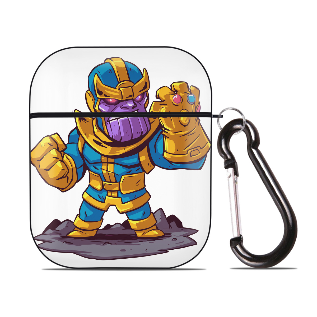 （画像用） アベンジャーズ The Avengers AirPods 第2世代保護ケース ハードシェル ブラック 耐衝撃・防指紋・カラビナ付き