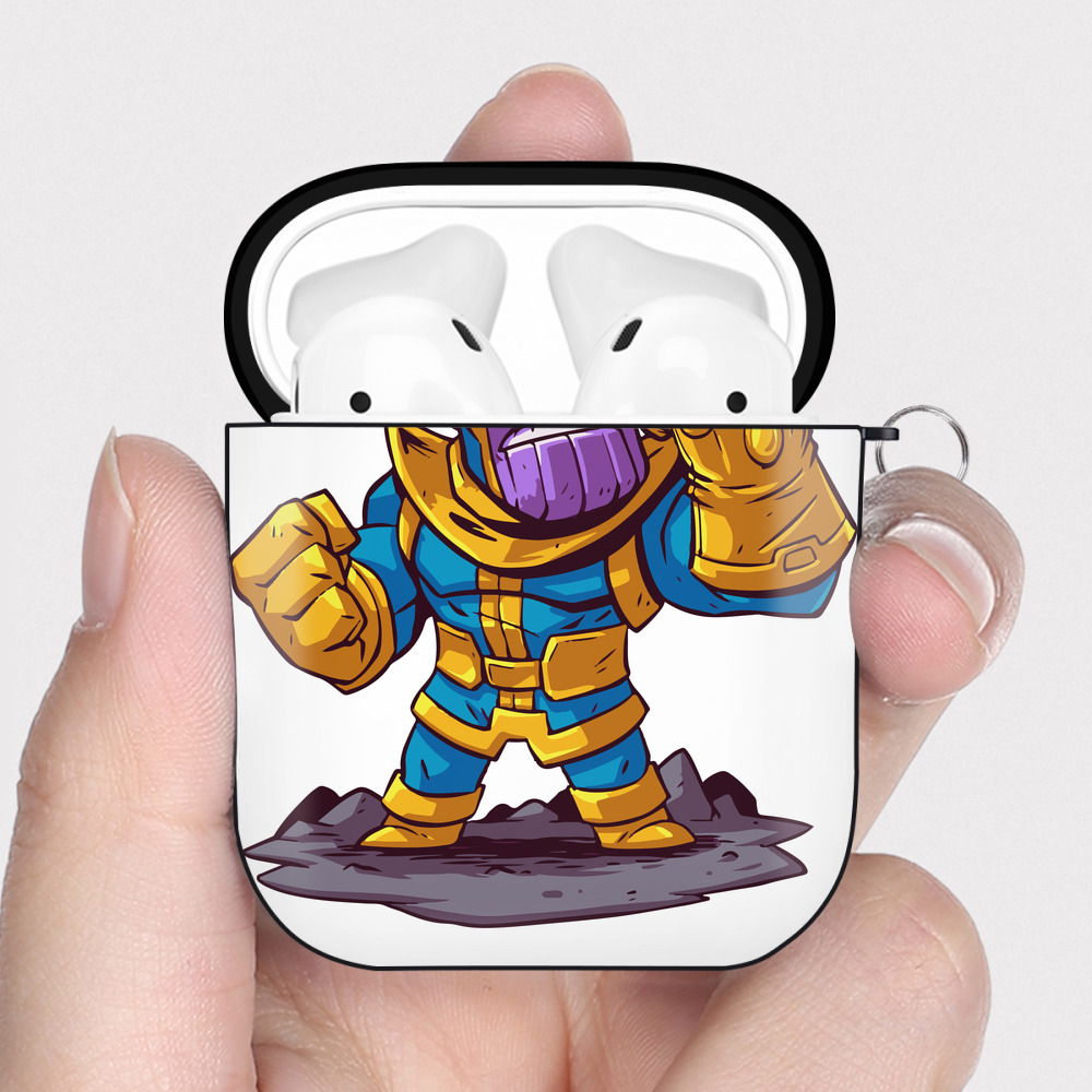 （画像用） アベンジャーズ The Avengers AirPods 第2世代保護ケース ハードシェル ブラック 耐衝撃・防指紋・カラビナ付き