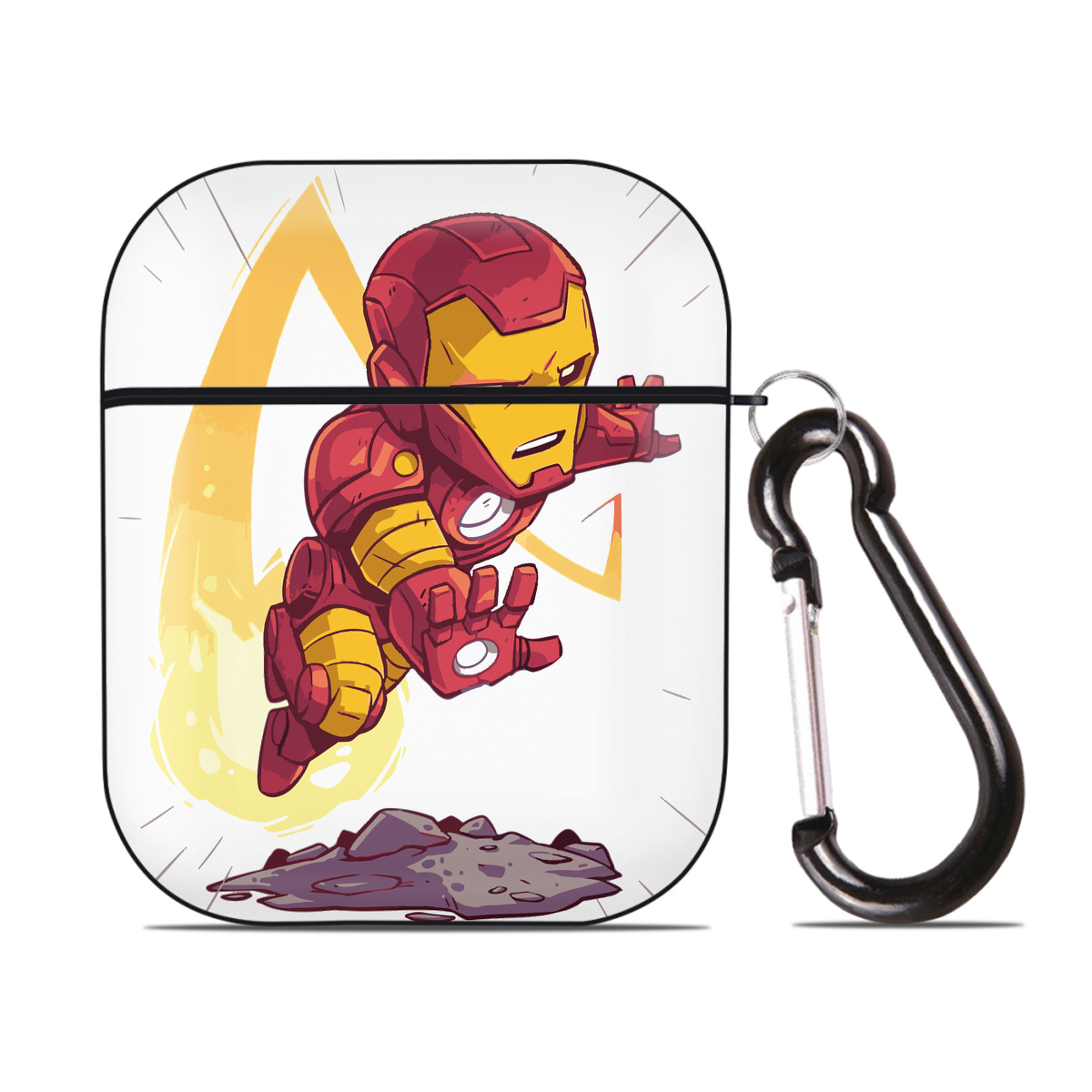 （画像用） アベンジャーズ The Avengers AirPods 第2世代保護ケース ハードシェル ブラック 耐衝撃・防指紋・カラビナ付き