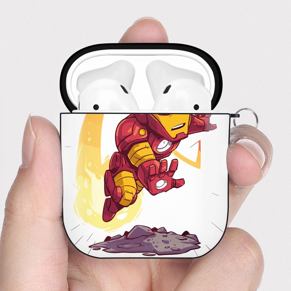 （画像用） アベンジャーズ The Avengers AirPods 第2世代保護ケース ハードシェル ブラック 耐衝撃・防指紋・カラビナ付き