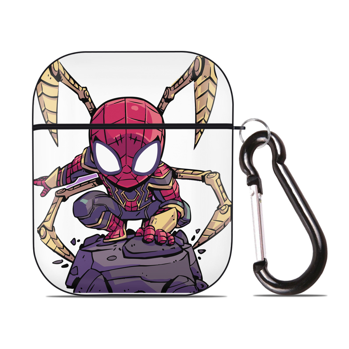 （画像用） アベンジャーズ The Avengers AirPods 第2世代保護ケース ハードシェル ブラック 耐衝撃・防指紋・カラビナ付き