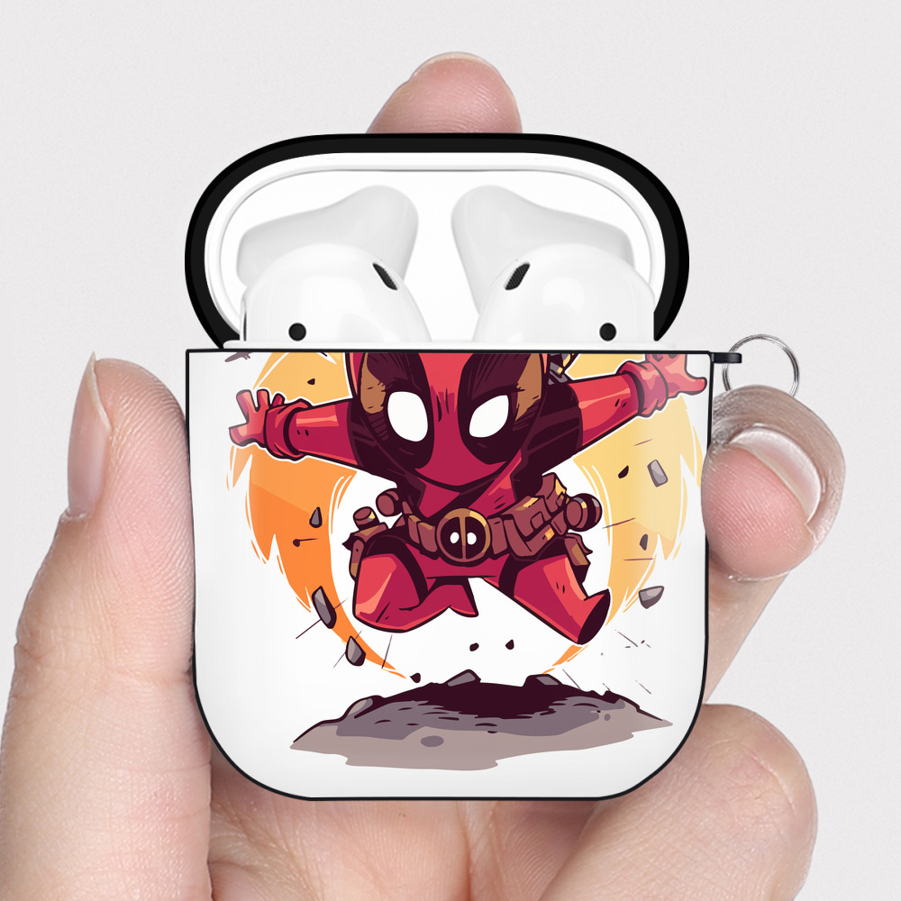 （画像用） アベンジャーズ The Avengers AirPods 第2世代保護ケース ハードシェル ブラック 耐衝撃・防指紋・カラビナ付き