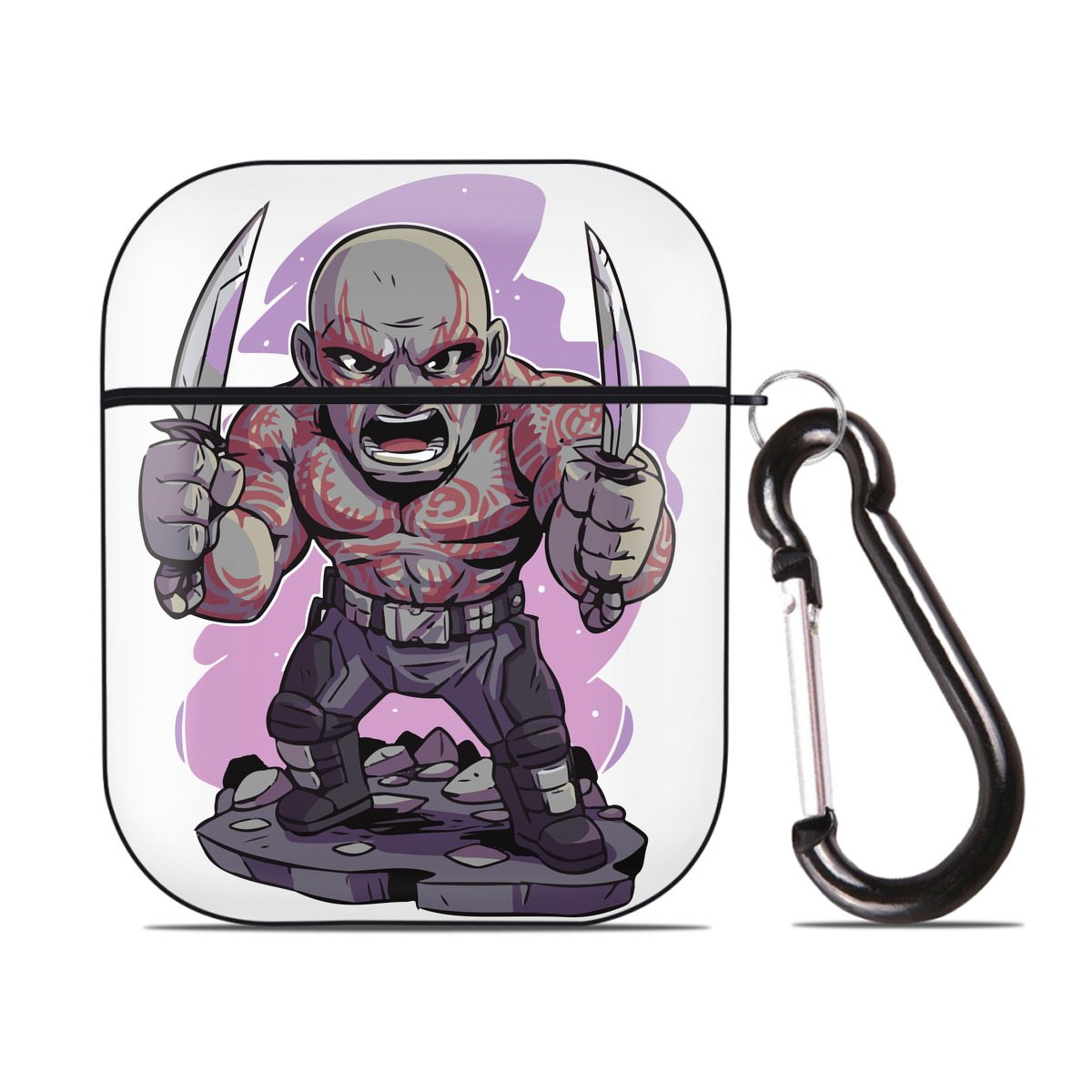 （画像用） アベンジャーズ The Avengers AirPods 第2世代保護ケース ハードシェル ブラック 耐衝撃・防指紋・カラビナ付き