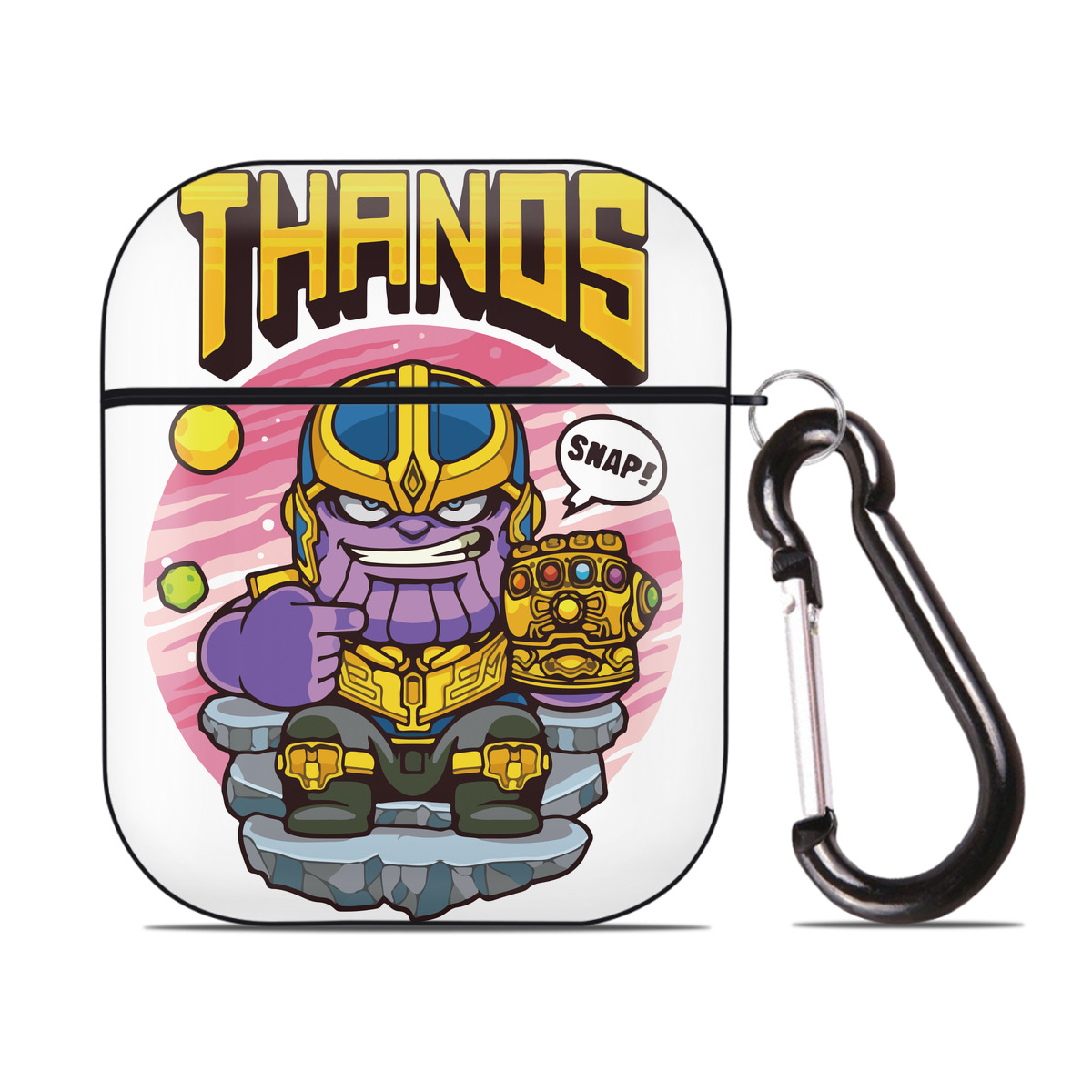 （画像用） アベンジャーズ The Avengers AirPods 第2世代保護ケース ハードシェル ブラック 耐衝撃・防指紋・カラビナ付き