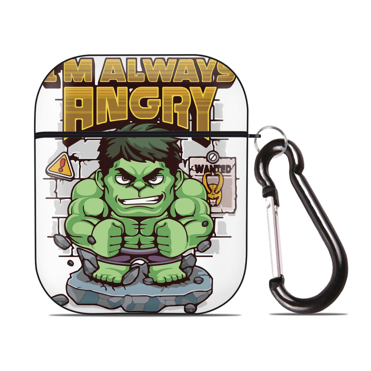 （画像用） アベンジャーズ The Avengers AirPods 第2世代保護ケース ハードシェル ブラック 耐衝撃・防指紋・カラビナ付き