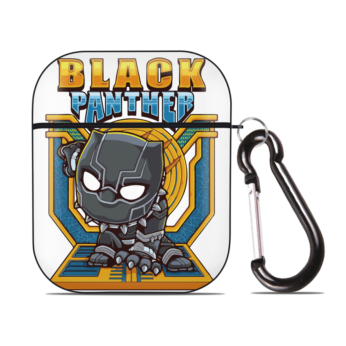 （画像用） アベンジャーズ The Avengers AirPods 第2世代保護ケース ハードシェル ブラック 耐衝撃・防指紋・カラビナ付き