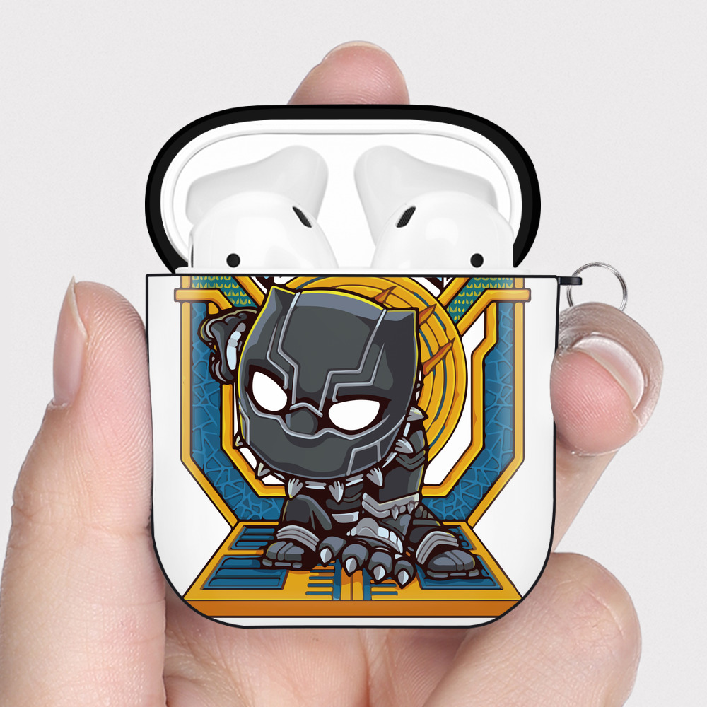 （画像用） アベンジャーズ The Avengers AirPods 第2世代保護ケース ハードシェル ブラック 耐衝撃・防指紋・カラビナ付き