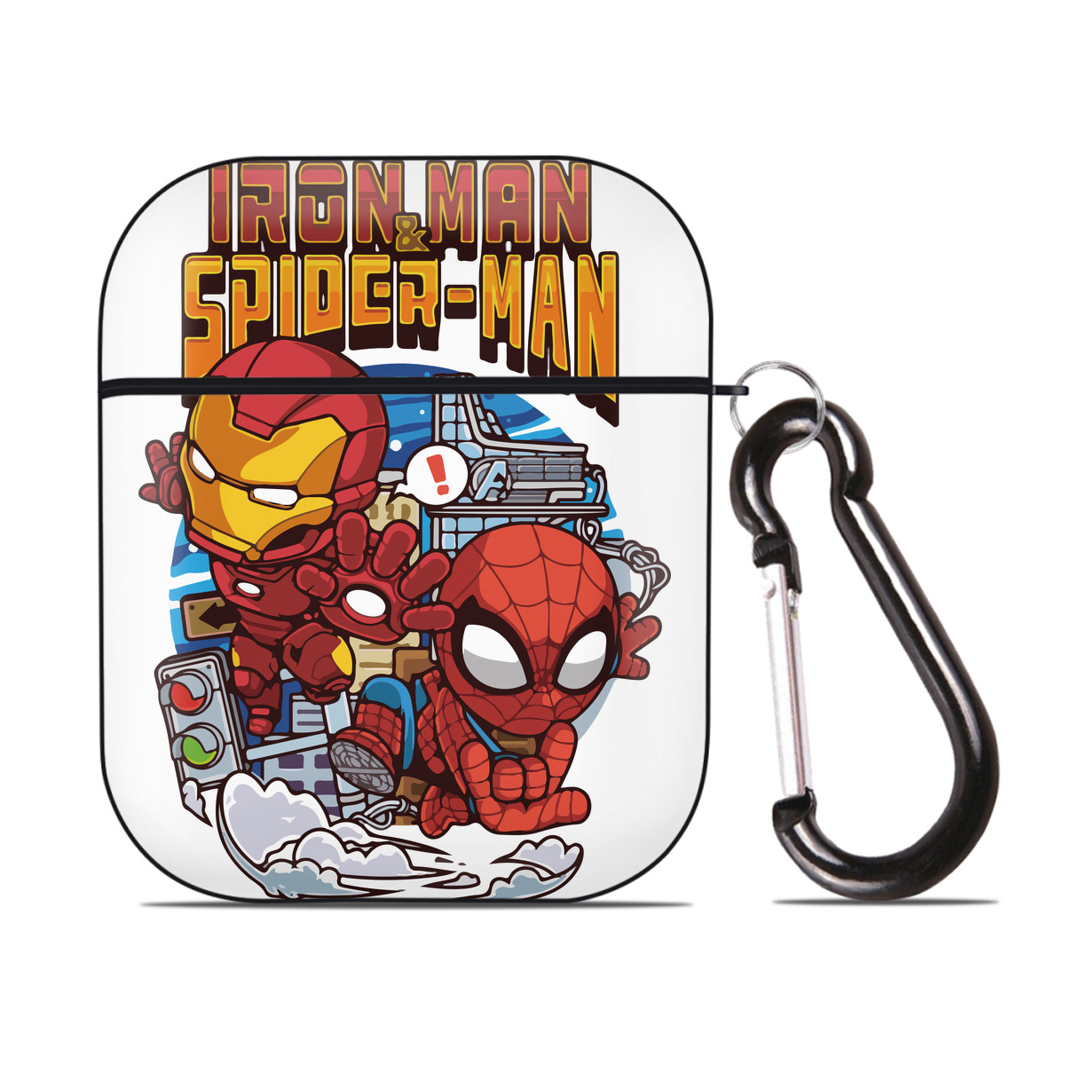 （画像用） アベンジャーズ The Avengers AirPods 第2世代保護ケース ハードシェル ブラック 耐衝撃・防指紋・カラビナ付き