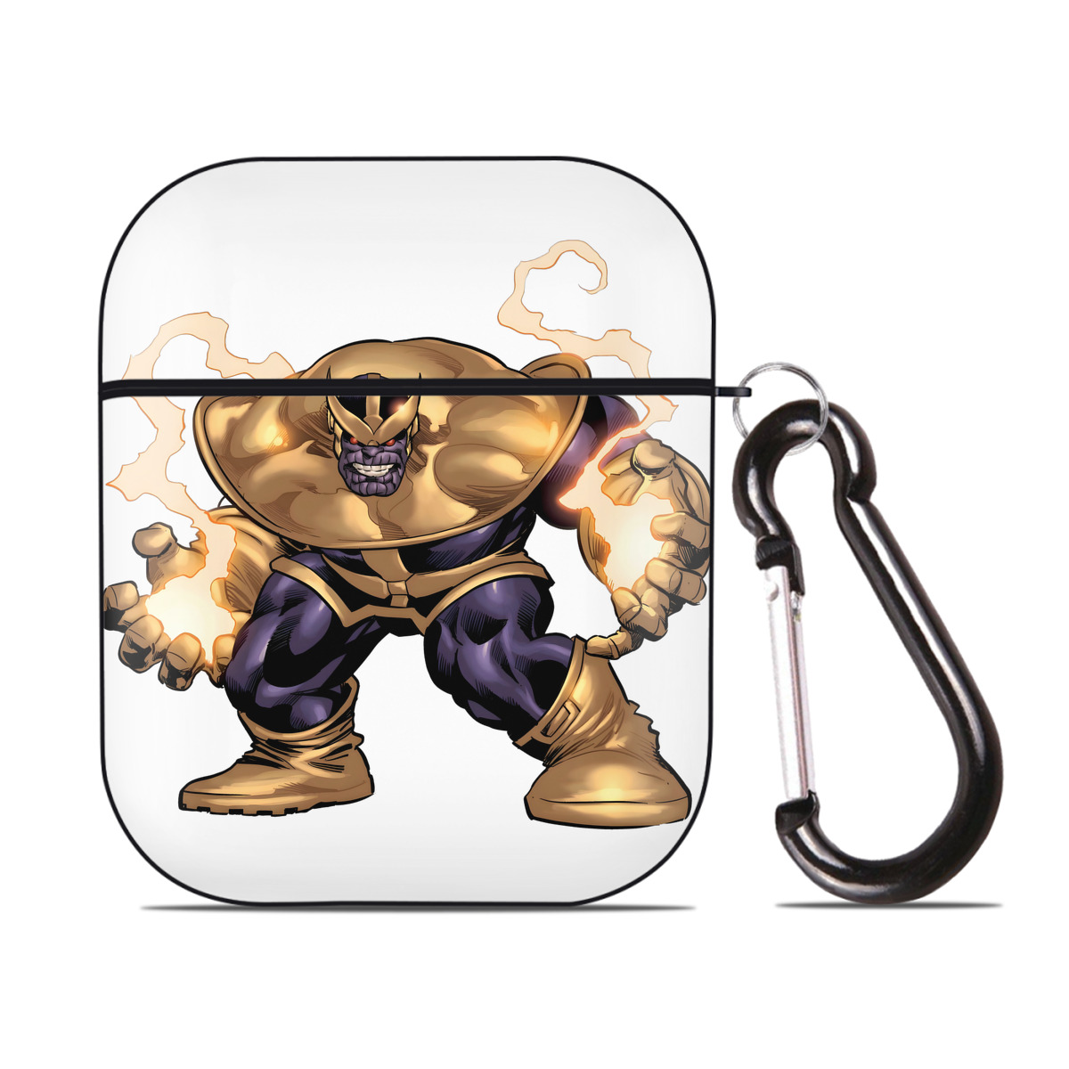 （画像用） アベンジャーズ The Avengers AirPods 第2世代保護ケース ハードシェル ブラック 耐衝撃・防指紋・カラビナ付き