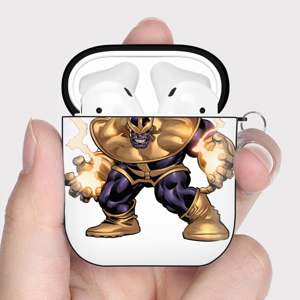 （画像用） アベンジャーズ The Avengers AirPods 第2世代保護ケース ハードシェル ブラック 耐衝撃・防指紋・カラビナ付き