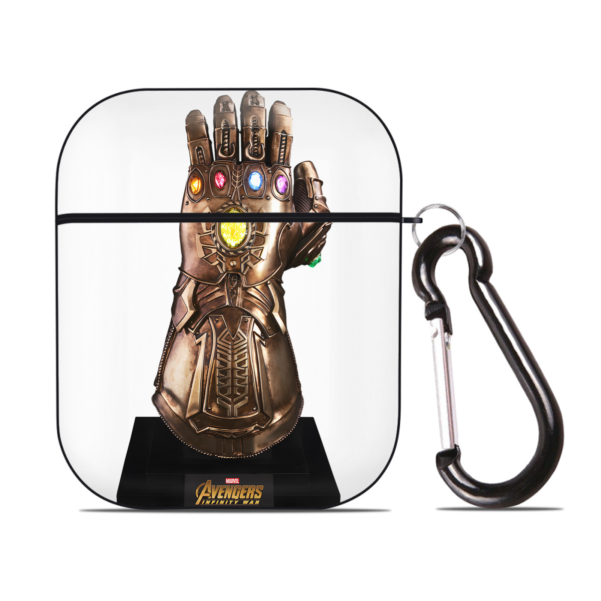 （画像用） アベンジャーズ The Avengers AirPods 第2世代保護ケース ハードシェル ブラック 耐衝撃・防指紋・カラビナ付き