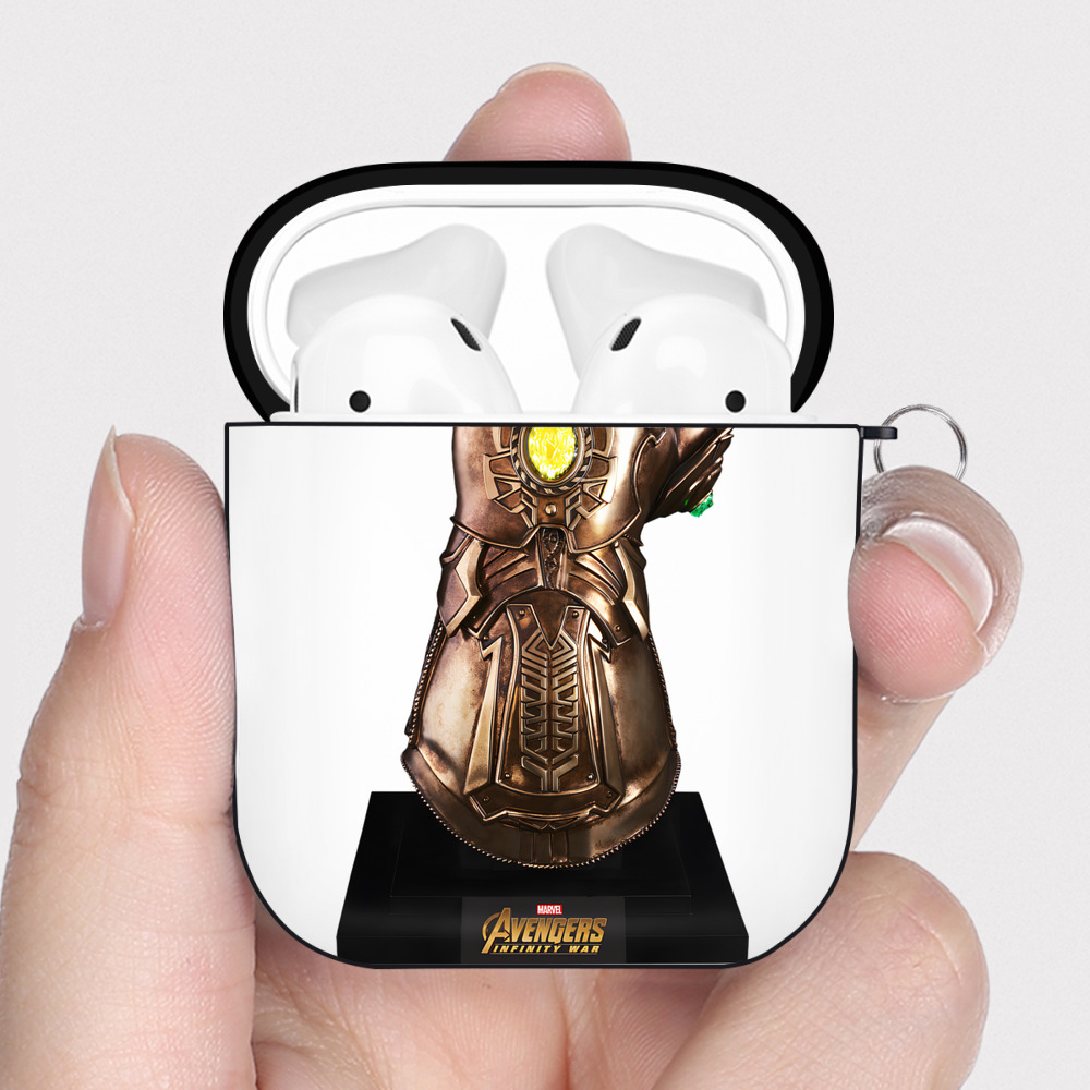（画像用） アベンジャーズ The Avengers AirPods 第2世代保護ケース ハードシェル ブラック 耐衝撃・防指紋・カラビナ付き