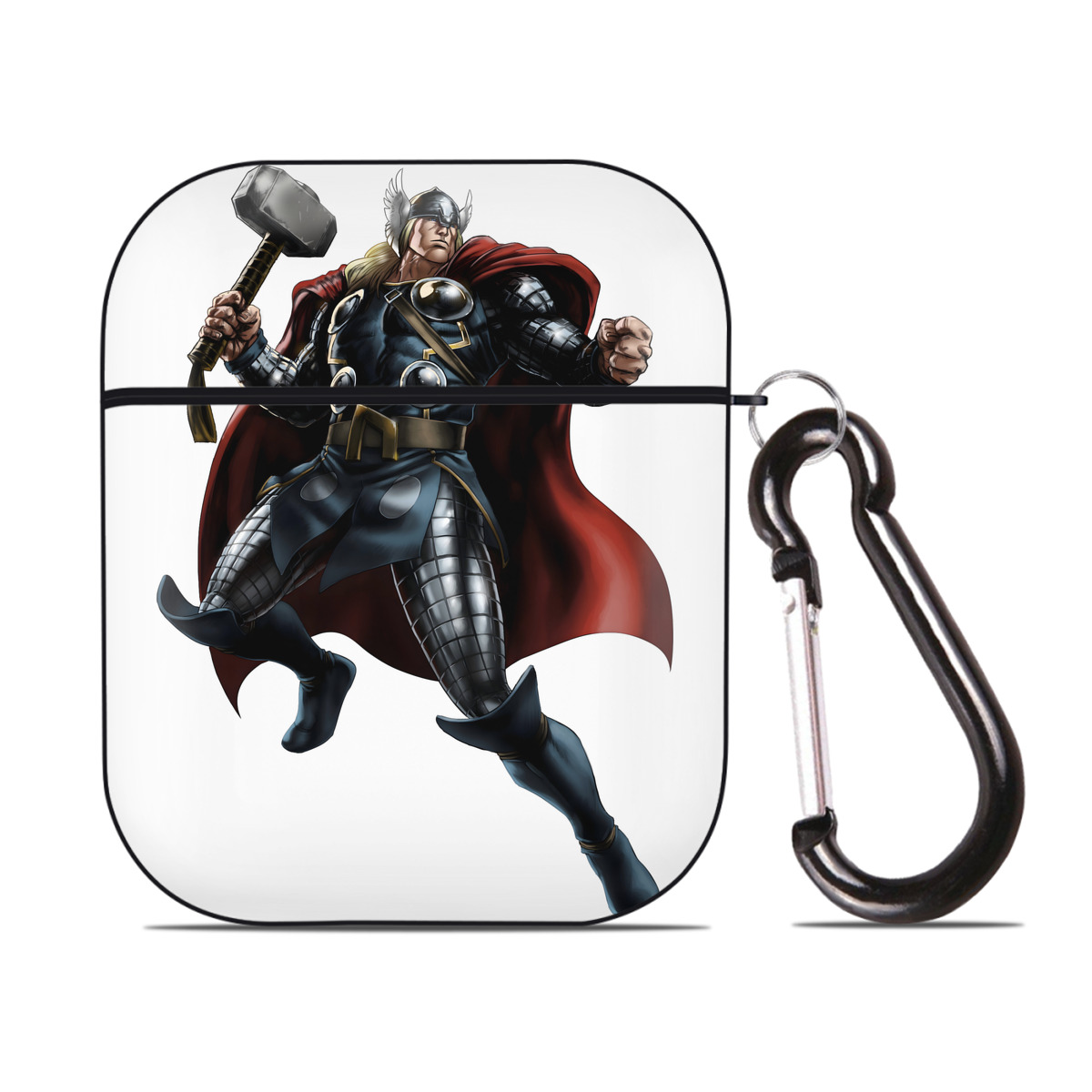 （画像用） アベンジャーズ The Avengers AirPods 第2世代保護ケース ハードシェル ブラック 耐衝撃・防指紋・カラビナ付き