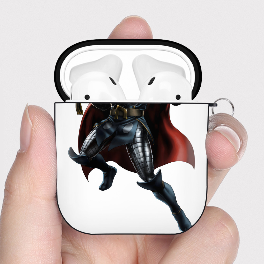 （画像用） アベンジャーズ The Avengers AirPods 第2世代保護ケース ハードシェル ブラック 耐衝撃・防指紋・カラビナ付き