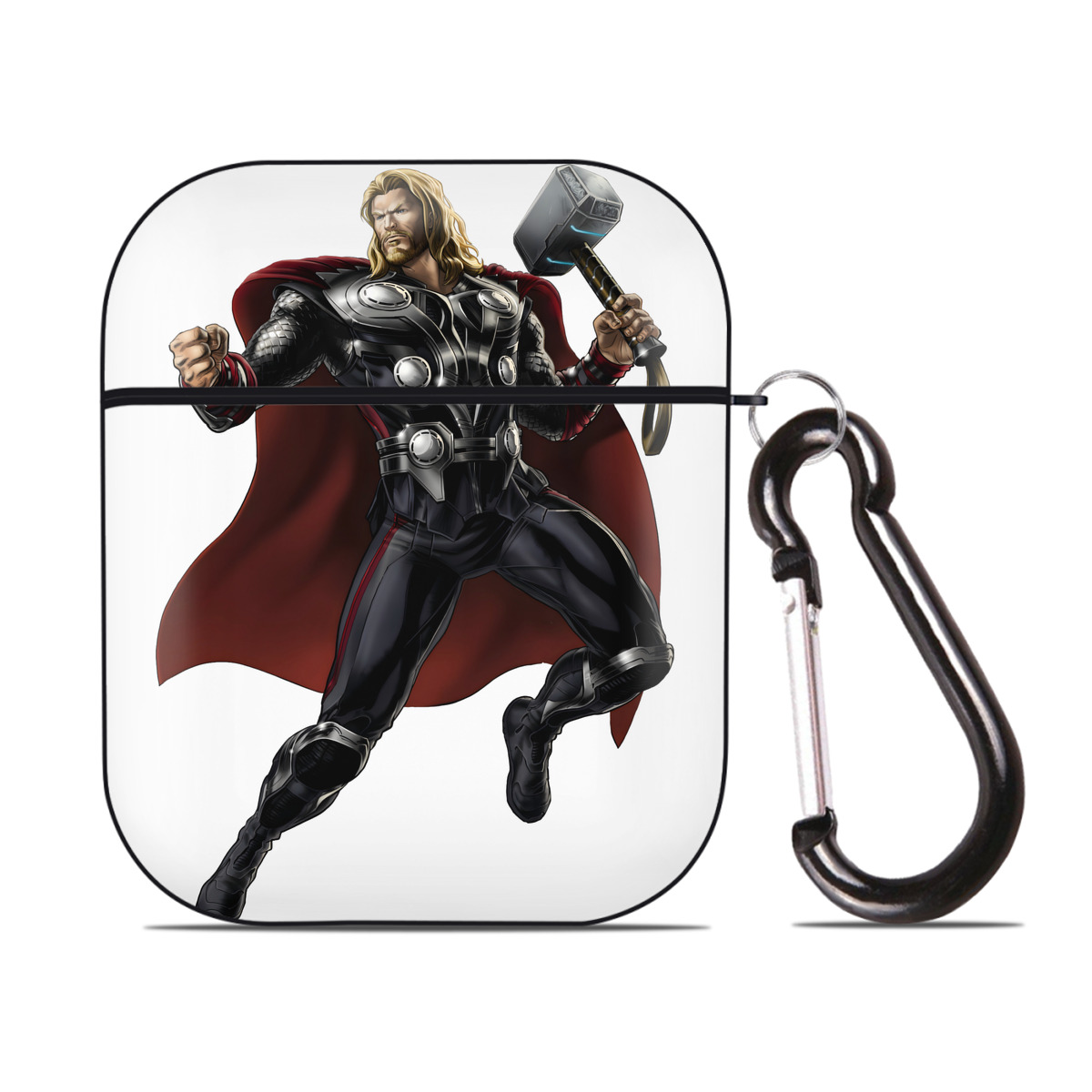 （画像用） アベンジャーズ The Avengers AirPods 第2世代保護ケース ハードシェル ブラック 耐衝撃・防指紋・カラビナ付き