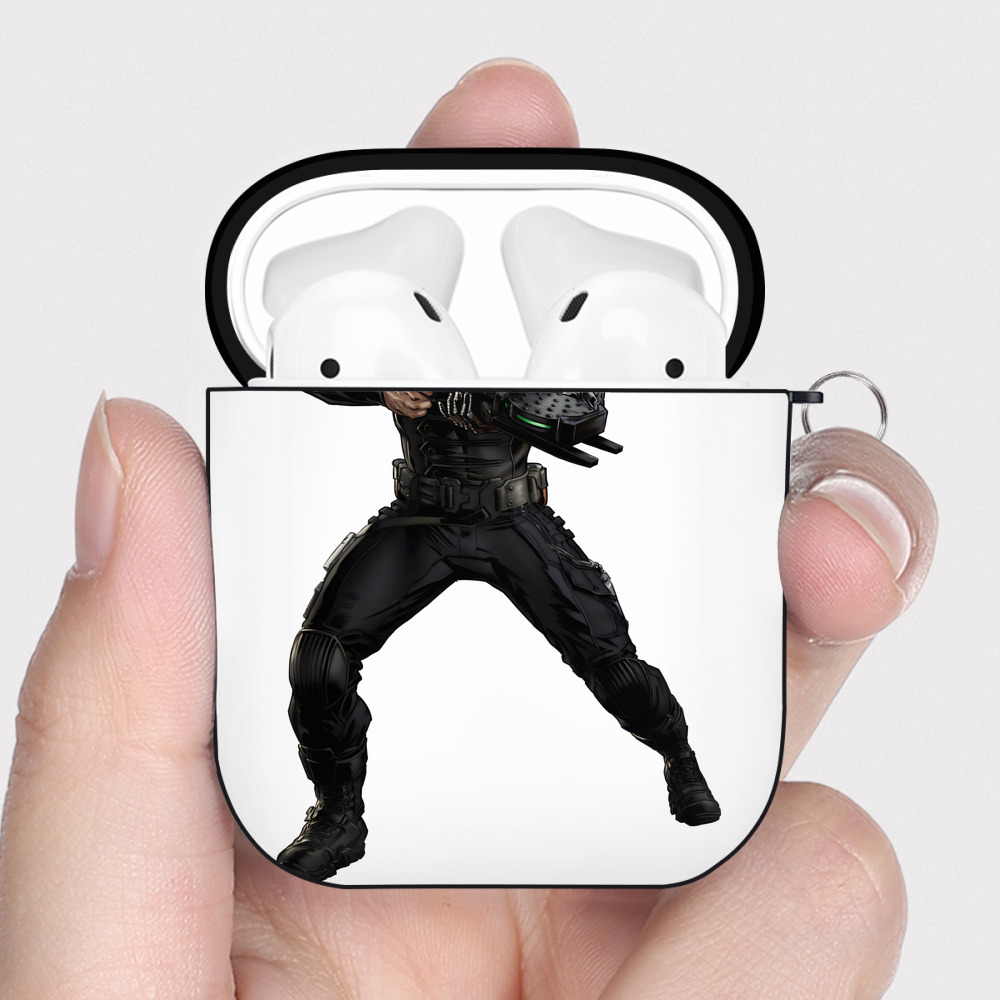 （画像用） アベンジャーズ The Avengers AirPods 第2世代保護ケース ハードシェル ブラック 耐衝撃・防指紋・カラビナ付き