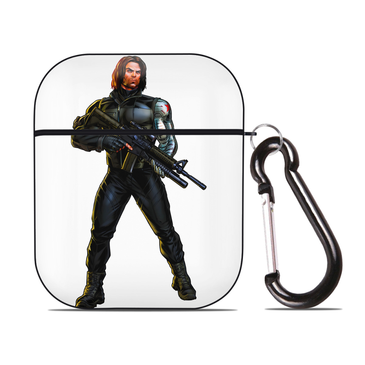 （画像用） アベンジャーズ The Avengers AirPods 第2世代保護ケース ハードシェル ブラック 耐衝撃・防指紋・カラビナ付き