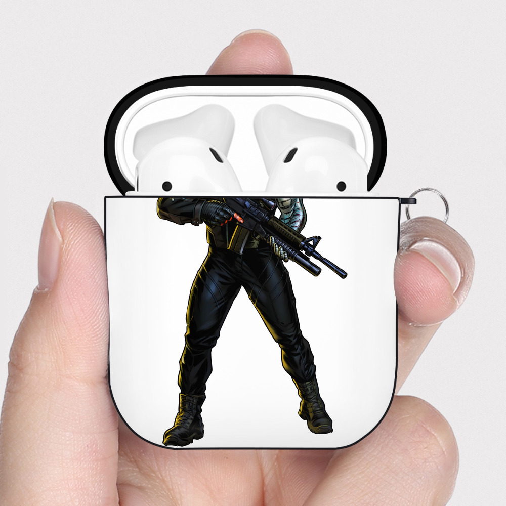 （画像用） アベンジャーズ The Avengers AirPods 第2世代保護ケース ハードシェル ブラック 耐衝撃・防指紋・カラビナ付き