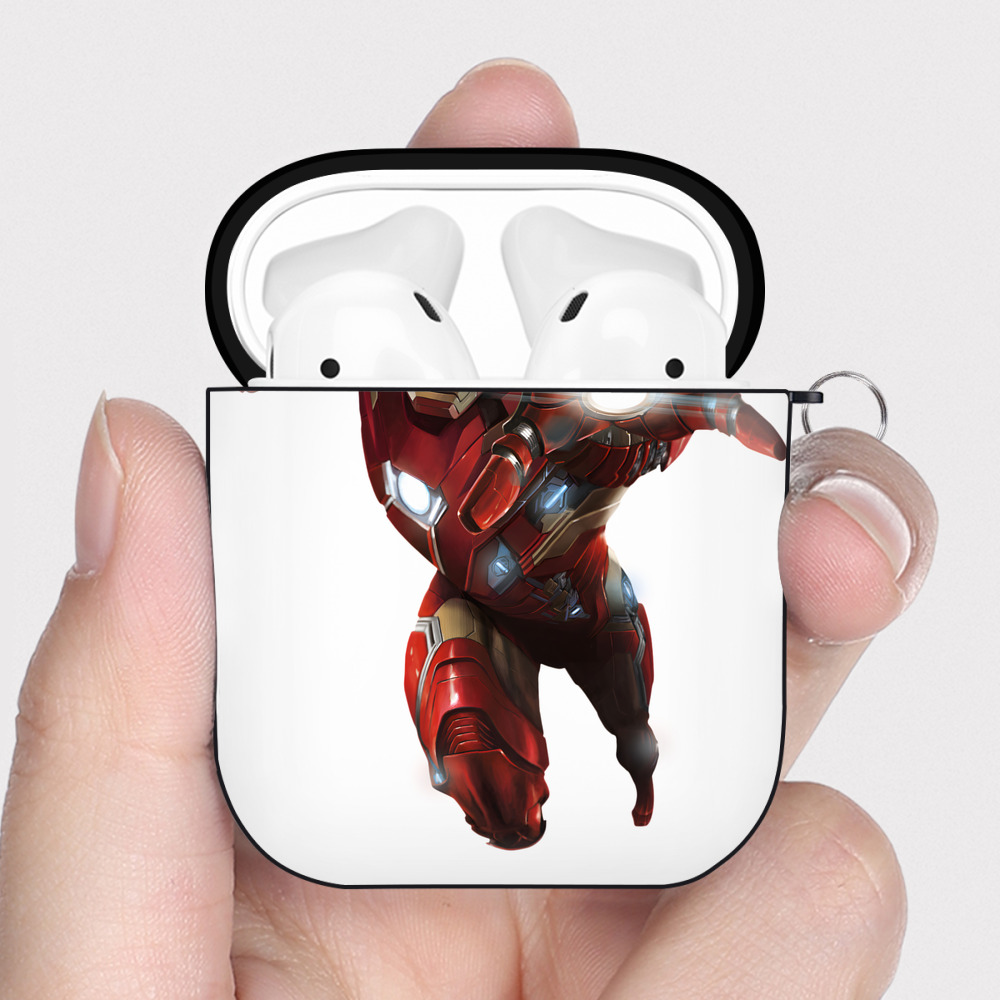 （画像用） アベンジャーズ The Avengers AirPods 第2世代保護ケース ハードシェル ブラック 耐衝撃・防指紋・カラビナ付き