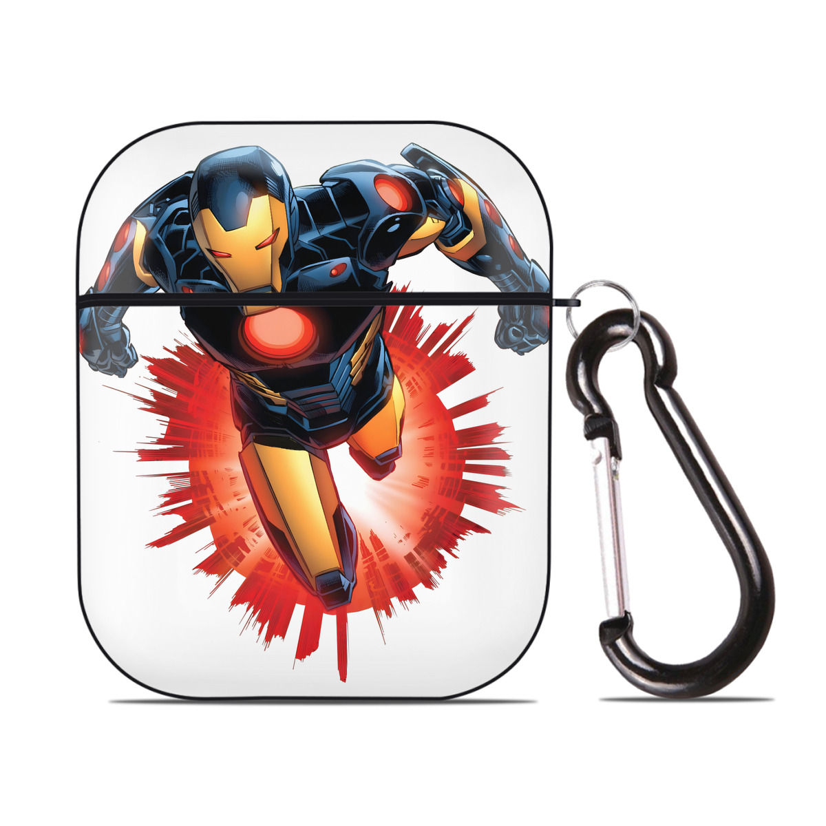 （画像用） アベンジャーズ The Avengers AirPods 第2世代保護ケース ハードシェル ブラック 耐衝撃・防指紋・カラビナ付き