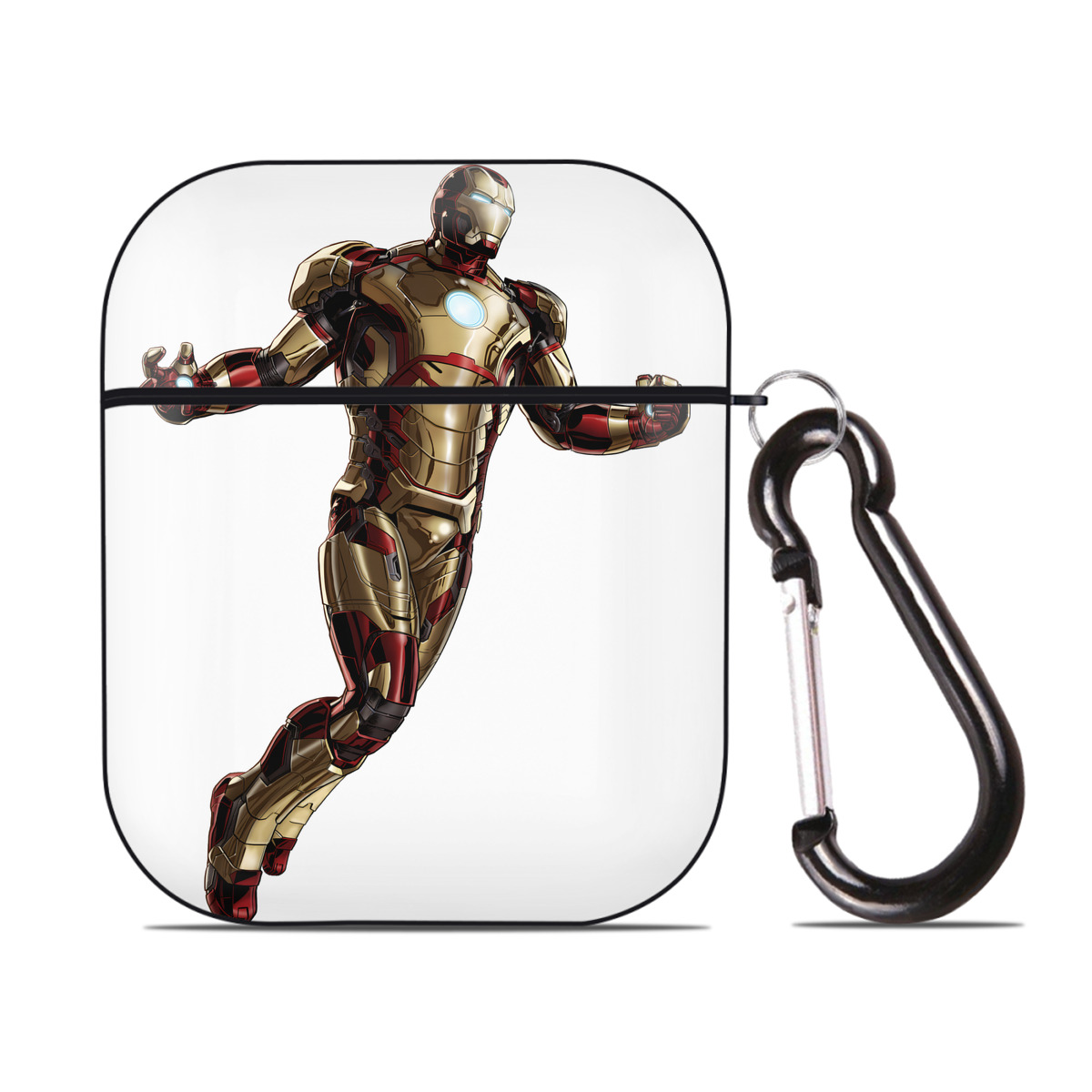 （画像用） アベンジャーズ The Avengers AirPods 第2世代保護ケース ハードシェル ブラック 耐衝撃・防指紋・カラビナ付き