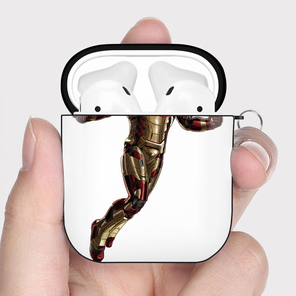 （画像用） アベンジャーズ The Avengers AirPods 第2世代保護ケース ハードシェル ブラック 耐衝撃・防指紋・カラビナ付き