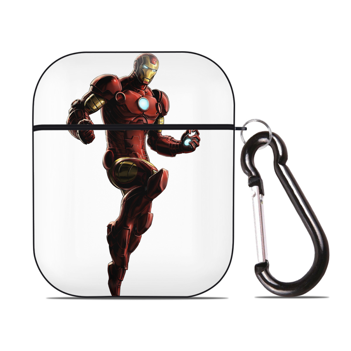 （画像用） アベンジャーズ The Avengers AirPods 第2世代保護ケース ハードシェル ブラック 耐衝撃・防指紋・カラビナ付き
