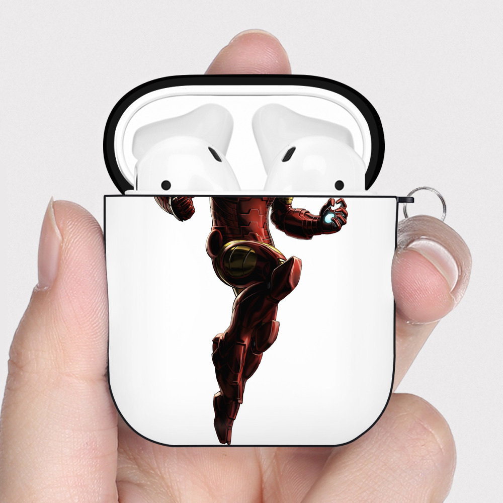 （画像用） アベンジャーズ The Avengers AirPods 第2世代保護ケース ハードシェル ブラック 耐衝撃・防指紋・カラビナ付き