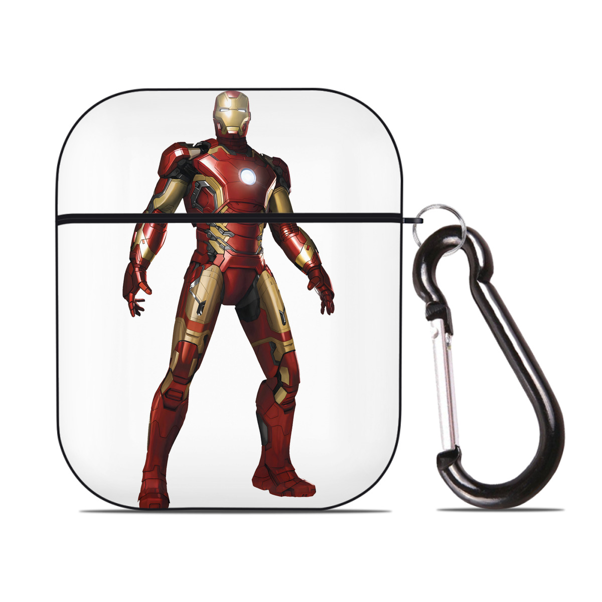 （画像用） アベンジャーズ The Avengers AirPods 第2世代保護ケース ハードシェル ブラック 耐衝撃・防指紋・カラビナ付き