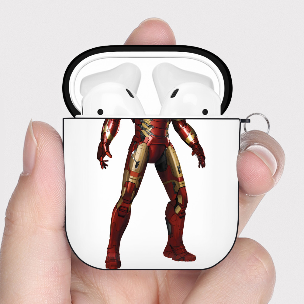 （画像用） アベンジャーズ The Avengers AirPods 第2世代保護ケース ハードシェル ブラック 耐衝撃・防指紋・カラビナ付き