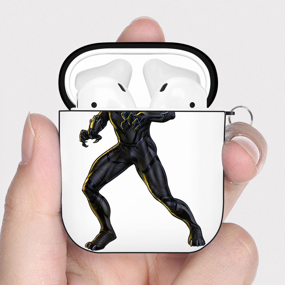 （画像用） アベンジャーズ The Avengers AirPods 第2世代保護ケース ハードシェル ブラック 耐衝撃・防指紋・カラビナ付き