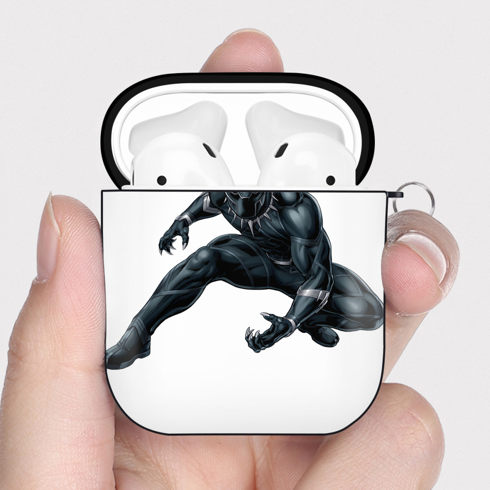 （画像用） アベンジャーズ The Avengers AirPods 第2世代保護ケース ハードシェル ブラック 耐衝撃・防指紋・カラビナ付き