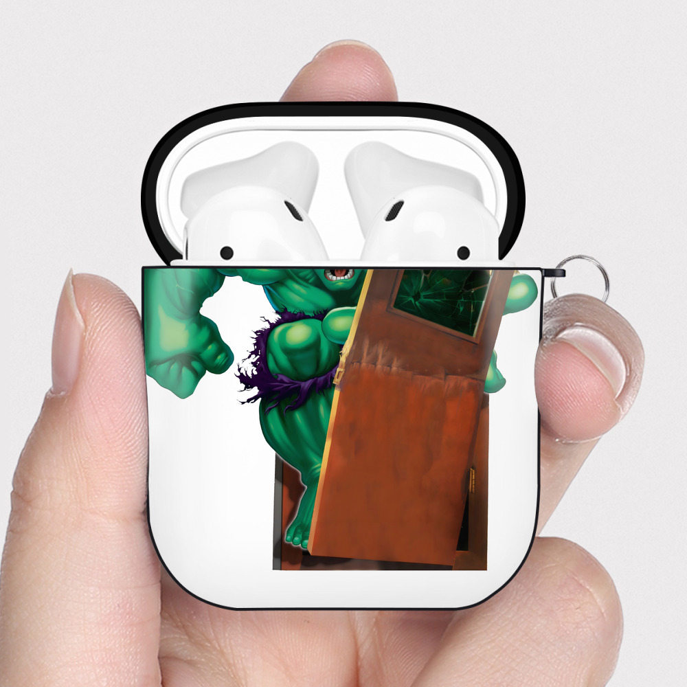 （画像用） アベンジャーズ The Avengers AirPods 第2世代保護ケース ハードシェル ブラック 耐衝撃・防指紋・カラビナ付き