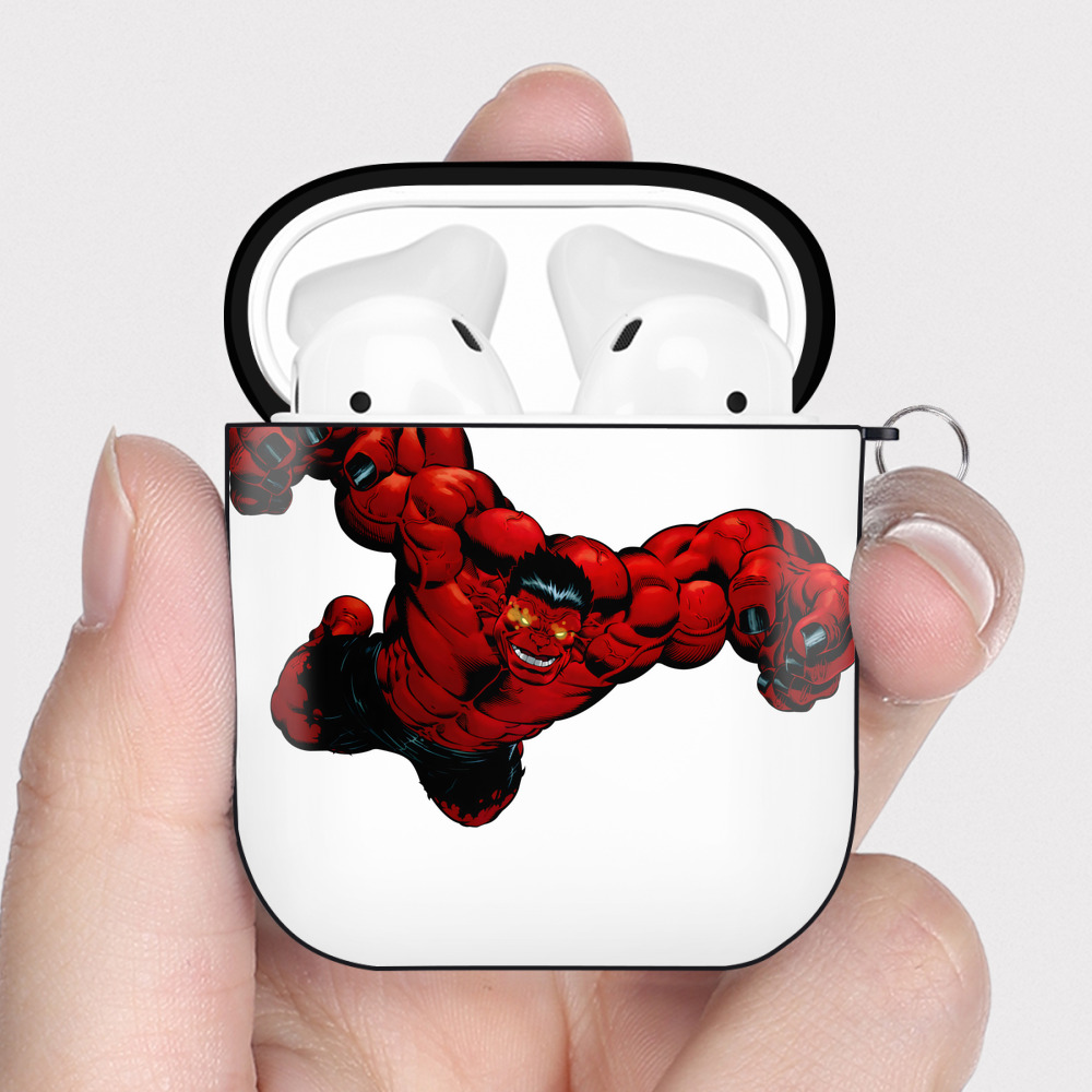 （画像用） アベンジャーズ The Avengers AirPods 第2世代保護ケース ハードシェル ブラック 耐衝撃・防指紋・カラビナ付き