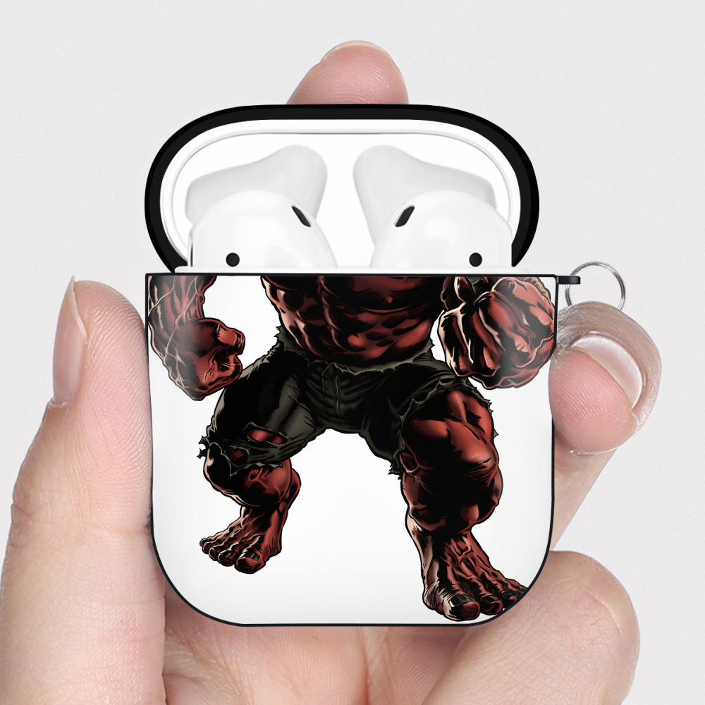（画像用） アベンジャーズ The Avengers AirPods 第2世代保護ケース ハードシェル ブラック 耐衝撃・防指紋・カラビナ付き
