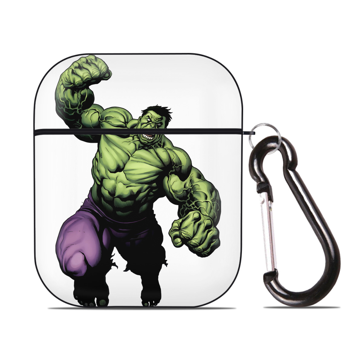 （画像用） アベンジャーズ The Avengers AirPods 第2世代保護ケース ハードシェル ブラック 耐衝撃・防指紋・カラビナ付き