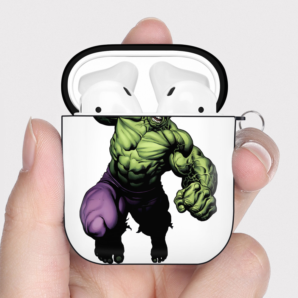 （画像用） アベンジャーズ The Avengers AirPods 第2世代保護ケース ハードシェル ブラック 耐衝撃・防指紋・カラビナ付き