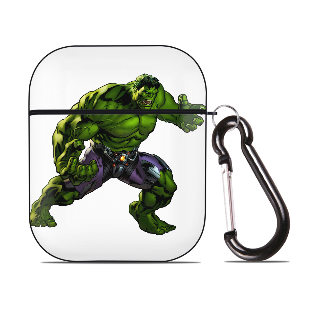 （画像用） アベンジャーズ The Avengers AirPods 第2世代保護ケース ハードシェル ブラック 耐衝撃・防指紋・カラビナ付き