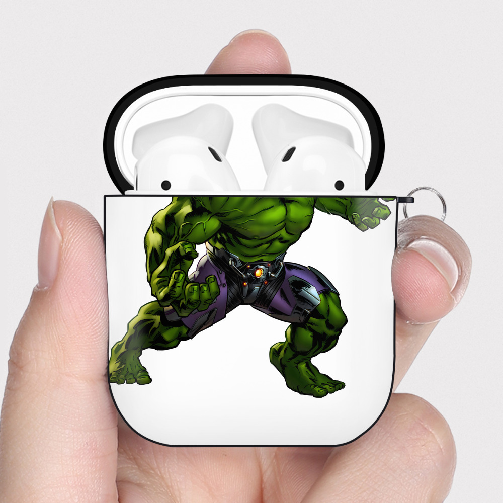 （画像用） アベンジャーズ The Avengers AirPods 第2世代保護ケース ハードシェル ブラック 耐衝撃・防指紋・カラビナ付き