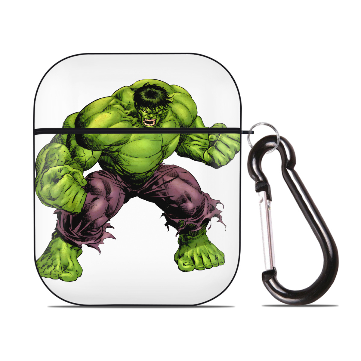 （画像用） アベンジャーズ The Avengers AirPods 第2世代保護ケース ハードシェル ブラック 耐衝撃・防指紋・カラビナ付き