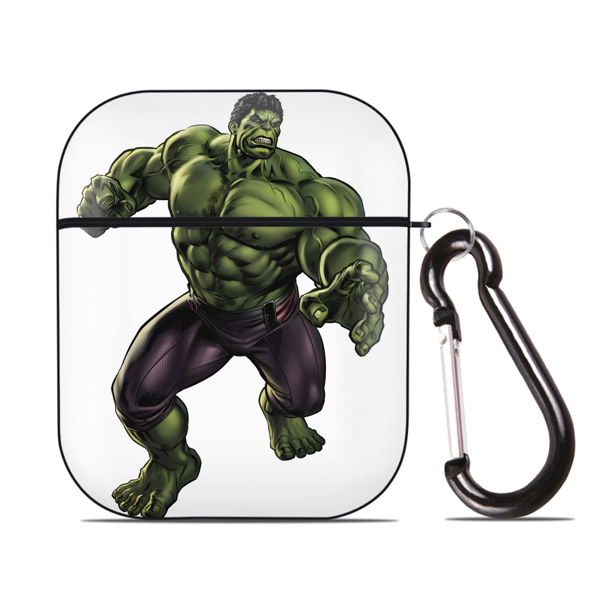 （画像用） アベンジャーズ The Avengers AirPods 第2世代保護ケース ハードシェル ブラック 耐衝撃・防指紋・カラビナ付き