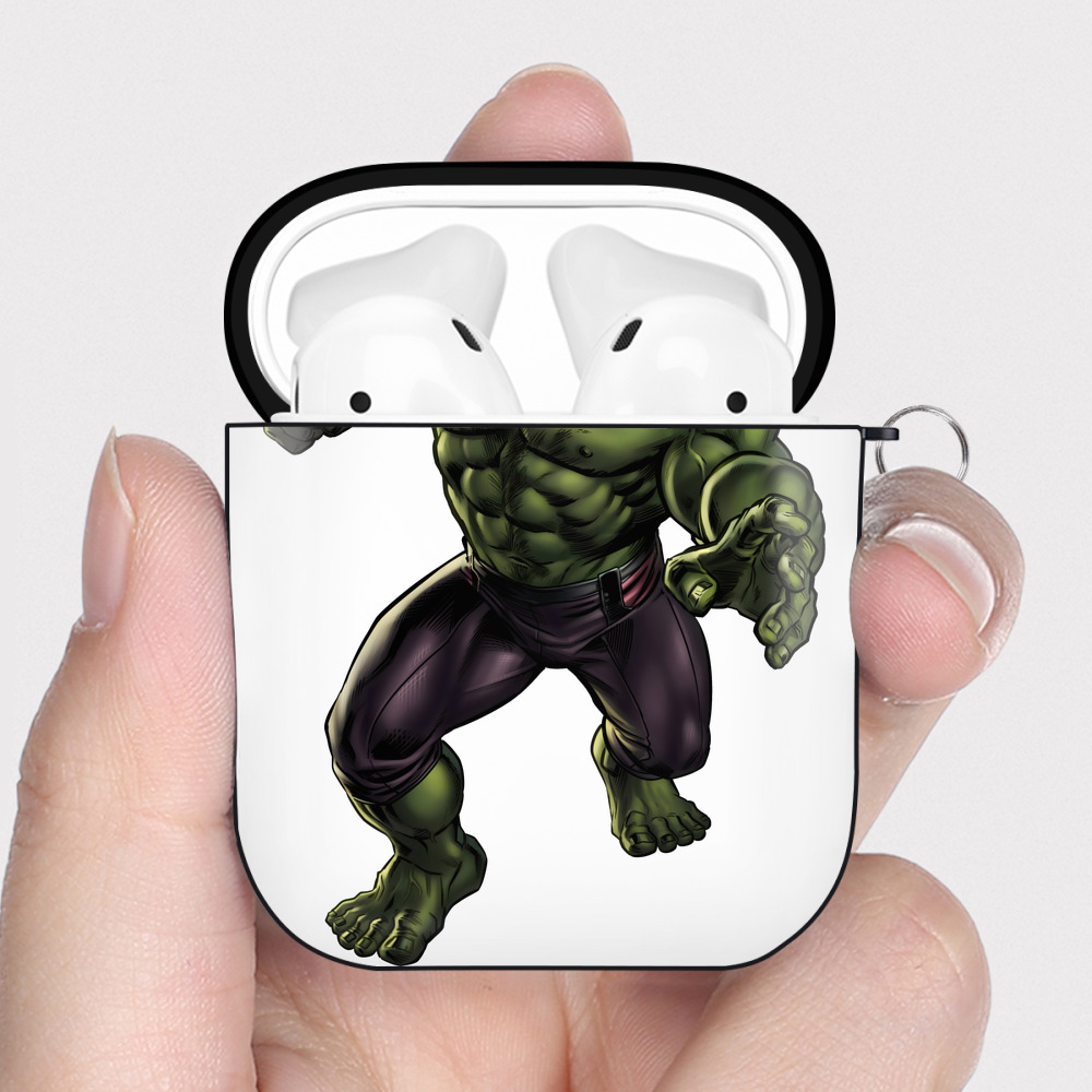 （画像用） アベンジャーズ The Avengers AirPods 第2世代保護ケース ハードシェル ブラック 耐衝撃・防指紋・カラビナ付き