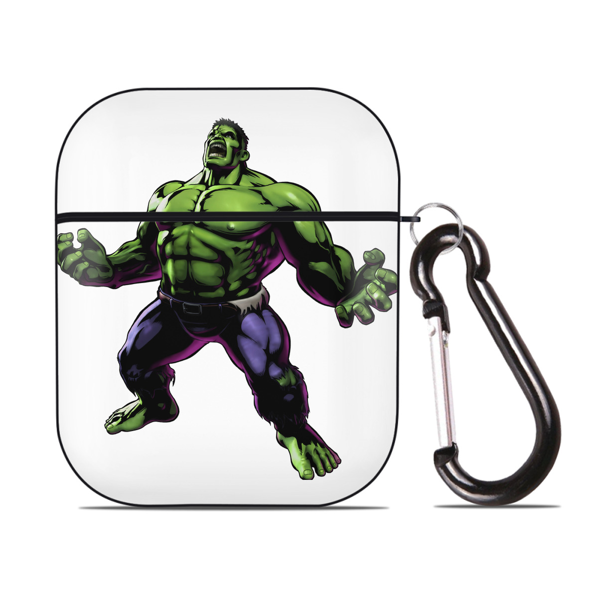 （画像用） アベンジャーズ The Avengers AirPods 第2世代保護ケース ハードシェル ブラック 耐衝撃・防指紋・カラビナ付き