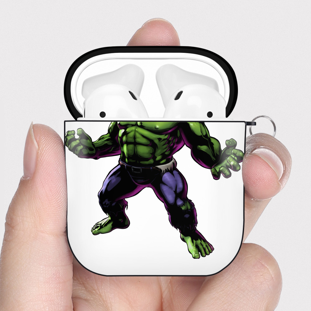 （画像用） アベンジャーズ The Avengers AirPods 第2世代保護ケース ハードシェル ブラック 耐衝撃・防指紋・カラビナ付き