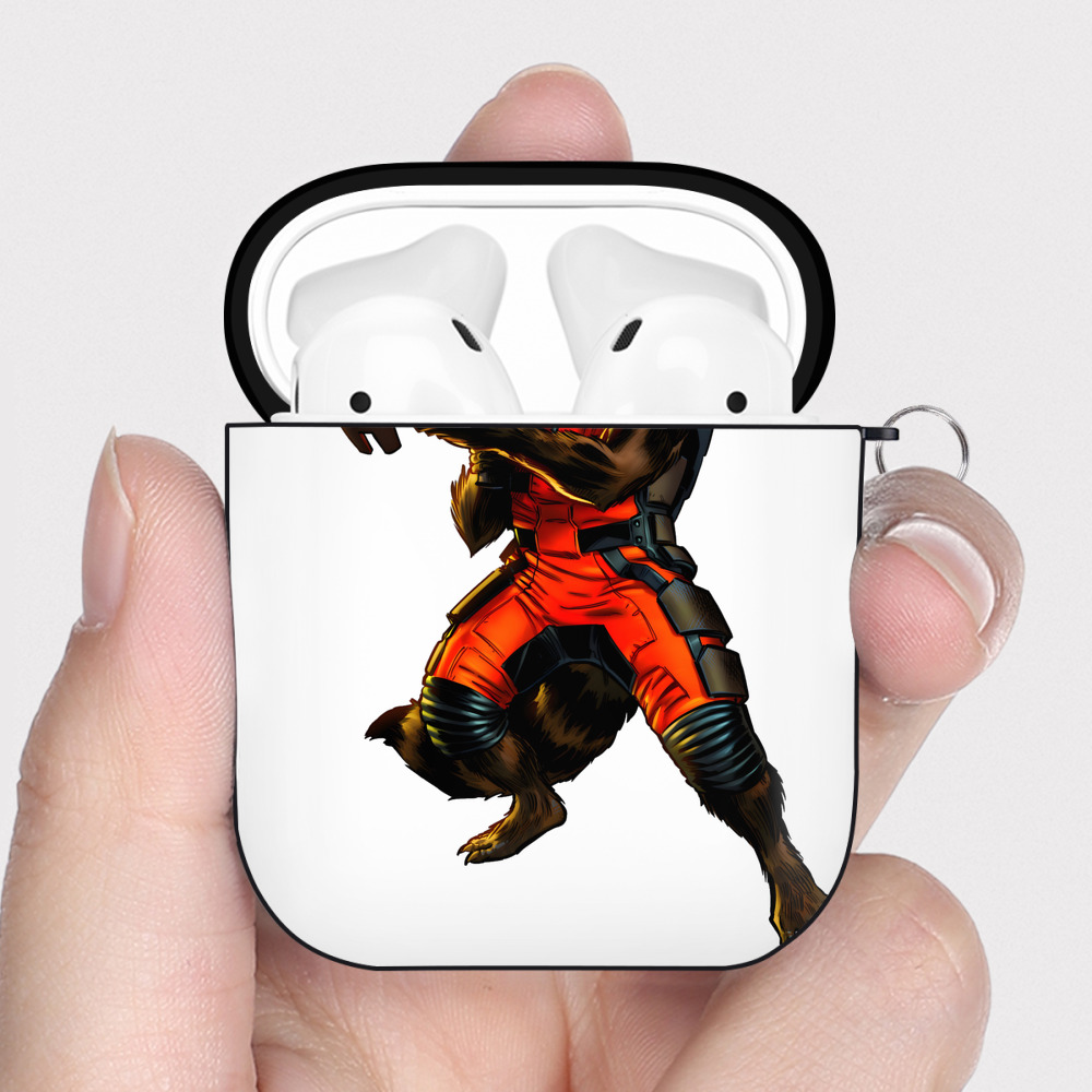 （画像用） アベンジャーズ The Avengers AirPods 第2世代保護ケース ハードシェル ブラック 耐衝撃・防指紋・カラビナ付き